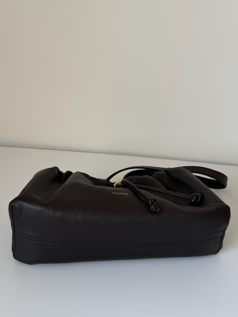Cuyana Drawstring Brown Leather Bag - mini dia bag - Picture 4 of 15